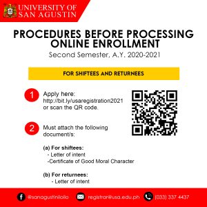 PROCEDURES BEORE PROCESSING ONLINE ENROLLMENT Shiftees Transferees Returnees