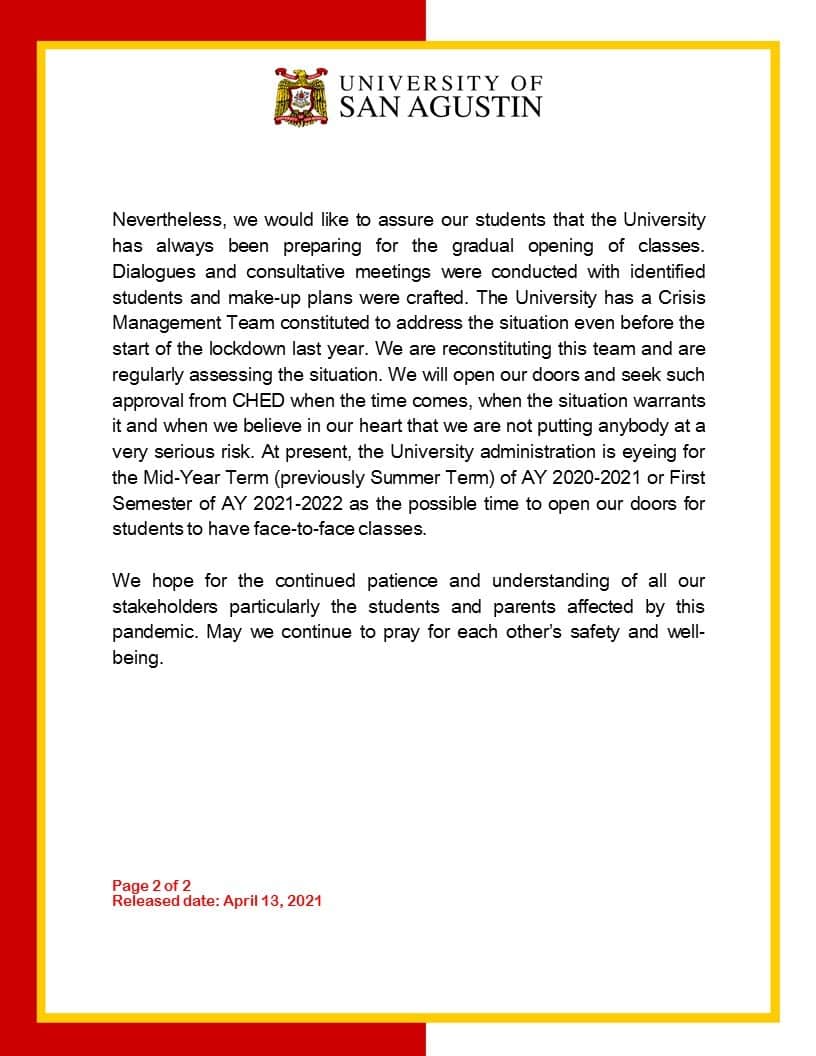 OFFICIAL STATEMENT OF THE USA ADMINISTRATION ON LIMITED FACE TO FACE