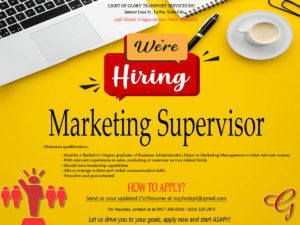 HIRING MKTG MANAGER Light of Glory