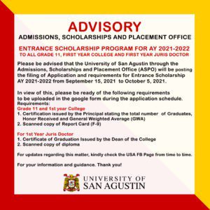 Advisory ASPO Entrance Scholarship AY 2021 2022