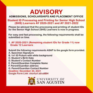 Advisory ASPO Processing of ID SHS 2020 2021