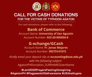 Call for Donations Typhoon Agaton