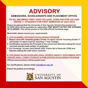 Advisory ASPO Scholarship Program for AY 2022 2023