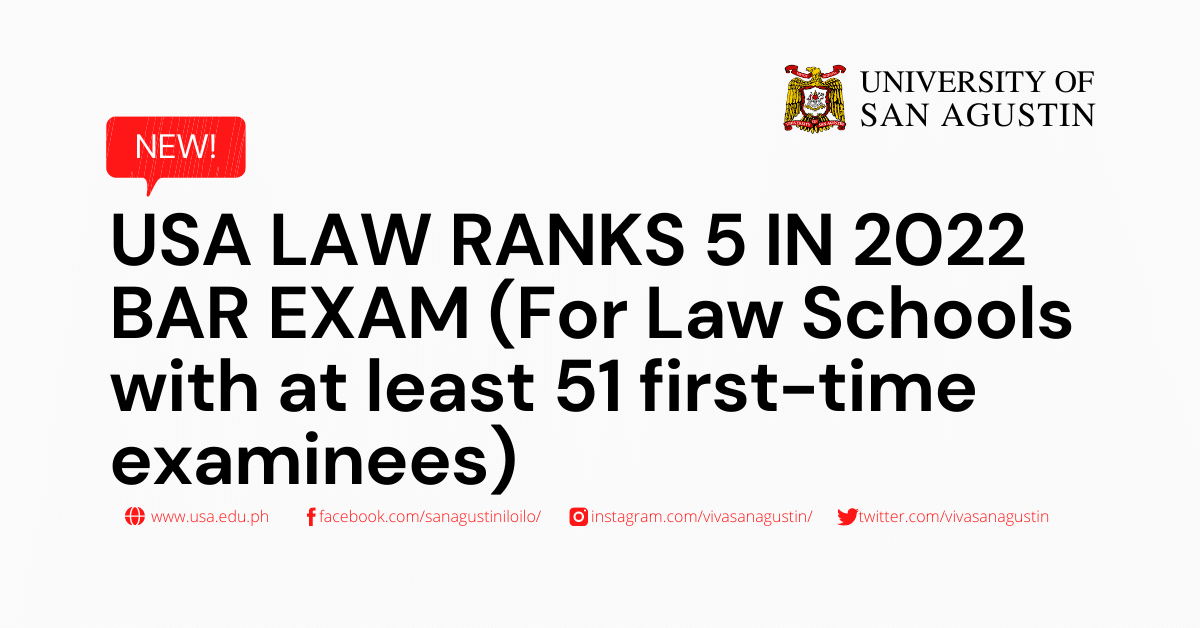 USA LAW RANKS 5 IN 2022 BAR EXAM (For Law Schools with at least 51