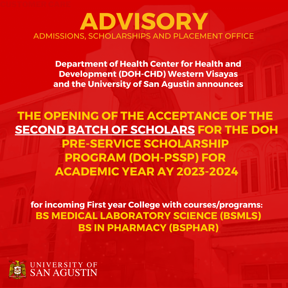 ACCEPTANCE OF SECOND BATCH OF SCHOLARS FOR DOH PSSP FOR AY 2023 2024   ACCEPTANCE OF SECOND BATCH OF SCHOLARS FOR DOH PSSP FOR AY 2023 2024 