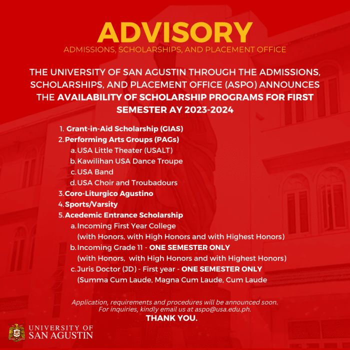 Advisory from ASPO Availability of Scholarship Programs for First