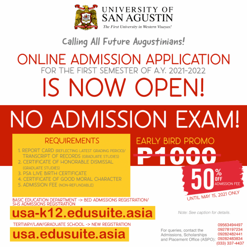 Online Admission Application for 1st Semester AY 2021 2022